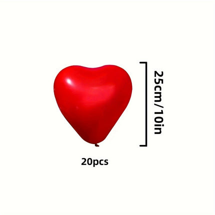 NNETM Set of 20 Red Heart Balloons 25cm