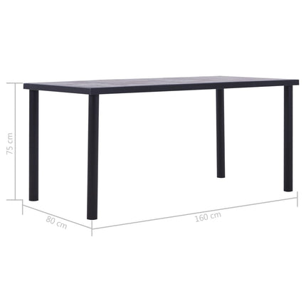 NNEVL Dining Table Black and Concrete Grey 160x80x75 cm MDF