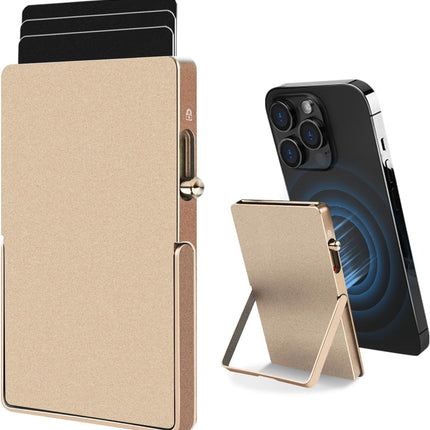 RFID Blocking Wallet Minimalist Slim Card Holder for Magsafe with Adjustable Stand, Metal Pop Up Magnetic Wallet  for Men TOYFID