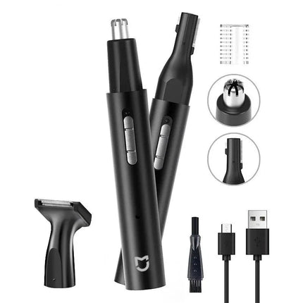 NNEOBA 3-in-1 Electric Nose Ear Hair Trimmer Painless Rechargeable Clipper Black