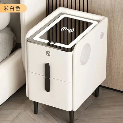 Smart White Bedside Table: Space-Saving & Stylish Storage Solution