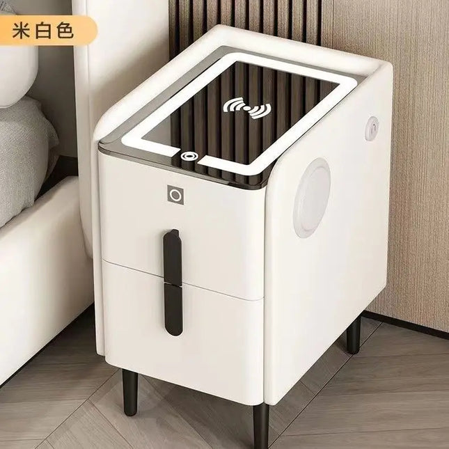 Smart White Bedside Table: Space-Saving & Stylish Storage Solution