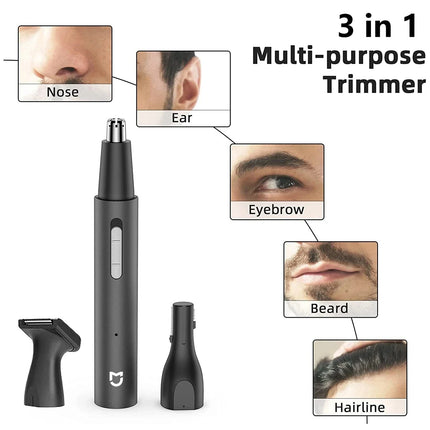 NNEOBA 3-in-1 Electric Nose Ear Hair Trimmer Painless Rechargeable Clipper Black