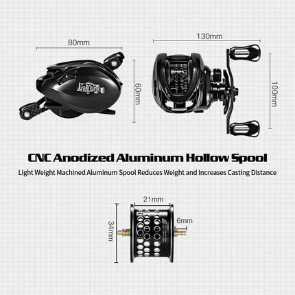 NNEOBA Baitcasting Reel  Carbon Body with Clicker Black