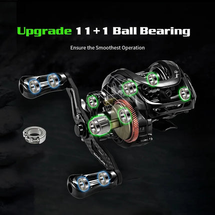 NNEOBA Baitcasting Reel  Carbon Body with Clicker Black