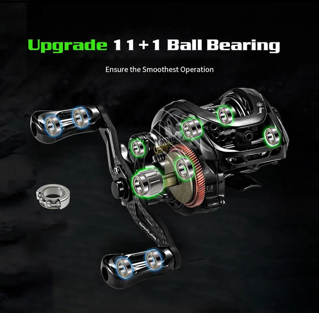 NNEOBA Baitcasting Reel  Carbon Body with Clicker Black
