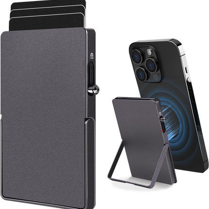 RFID Blocking Wallet Minimalist Slim Card Holder for Magsafe with Adjustable Stand, Metal Pop Up Magnetic Wallet  for Men TOYFID