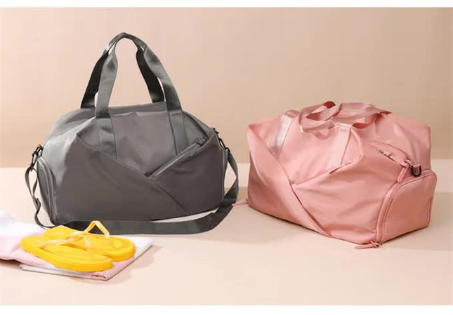 NNEDSZ Grey Stylish Gym Travel Bag with Shoe Compartment, Lightweight and Durable Design