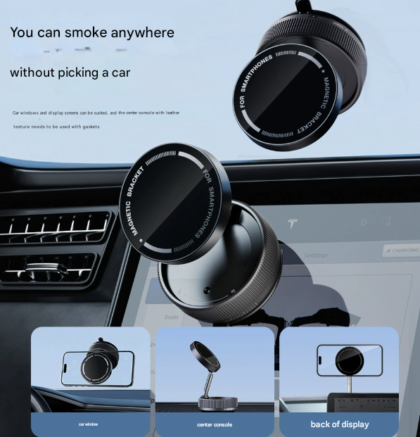 NNEDSZ Black Magnetic Car Phone Mount - 66x66x34mm with Adjustable Bracket for Easy Smartphone Access