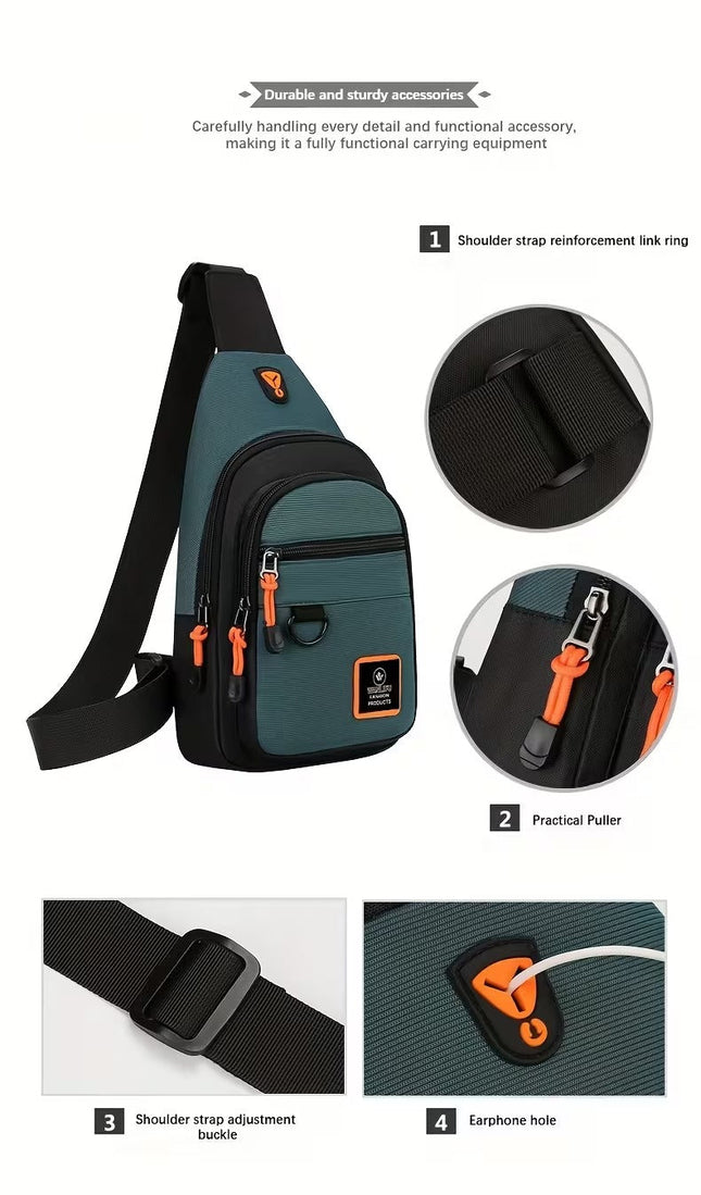 NNETM Men’s Chest Bag Nylon Crossbody